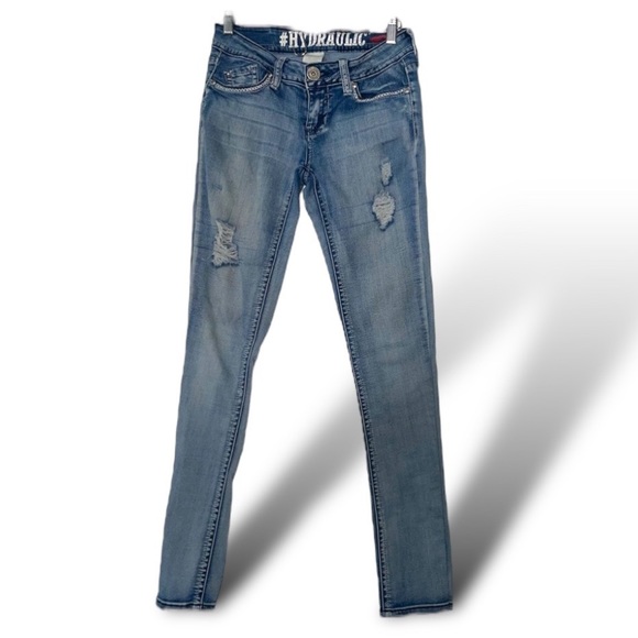 Hydraulic skinny jeans women’s size 5/6 distressed denim casual pants bleach - Picture 1 of 12